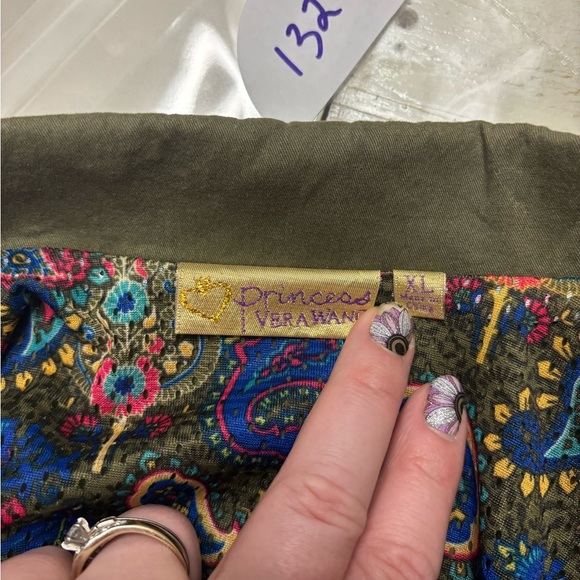 Vera Wang Princess Blazer Style Short Jacket Size XL Green Open Front Pockets - Picture 6 of 6